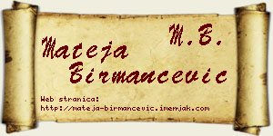 Mateja Birmančević vizit kartica
